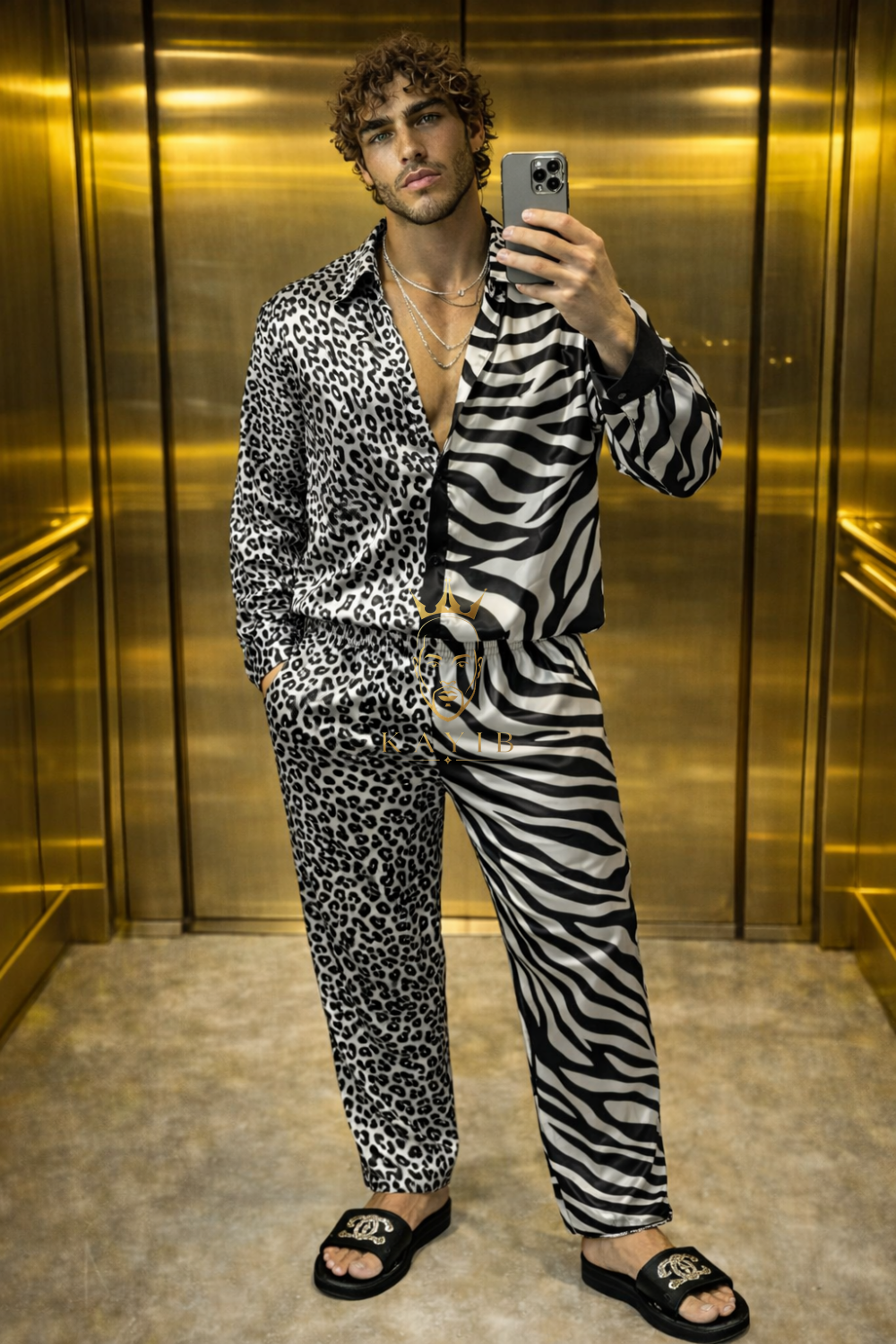 Exclusive Satin Silk Outfit – Luxury Shirt with Wide-Leg Pants - kayibstrore