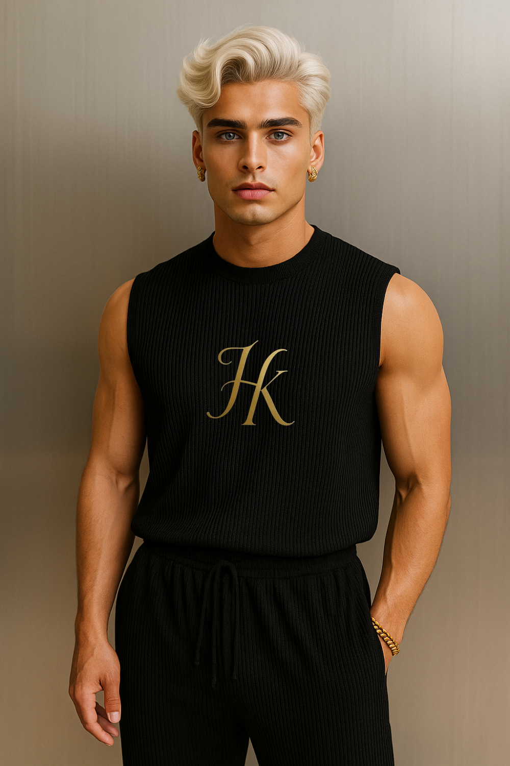 Men’s Summer Cotton Set – Tank Top & Pants Two-Piece Outfit