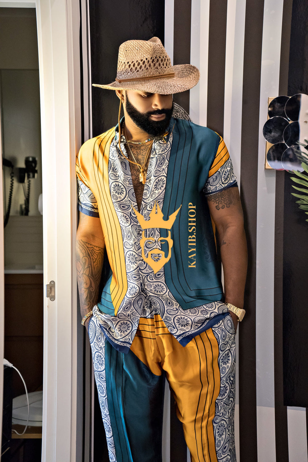 Summer Ready: Men's Silk Shirt and Pant Set - kayibstrore