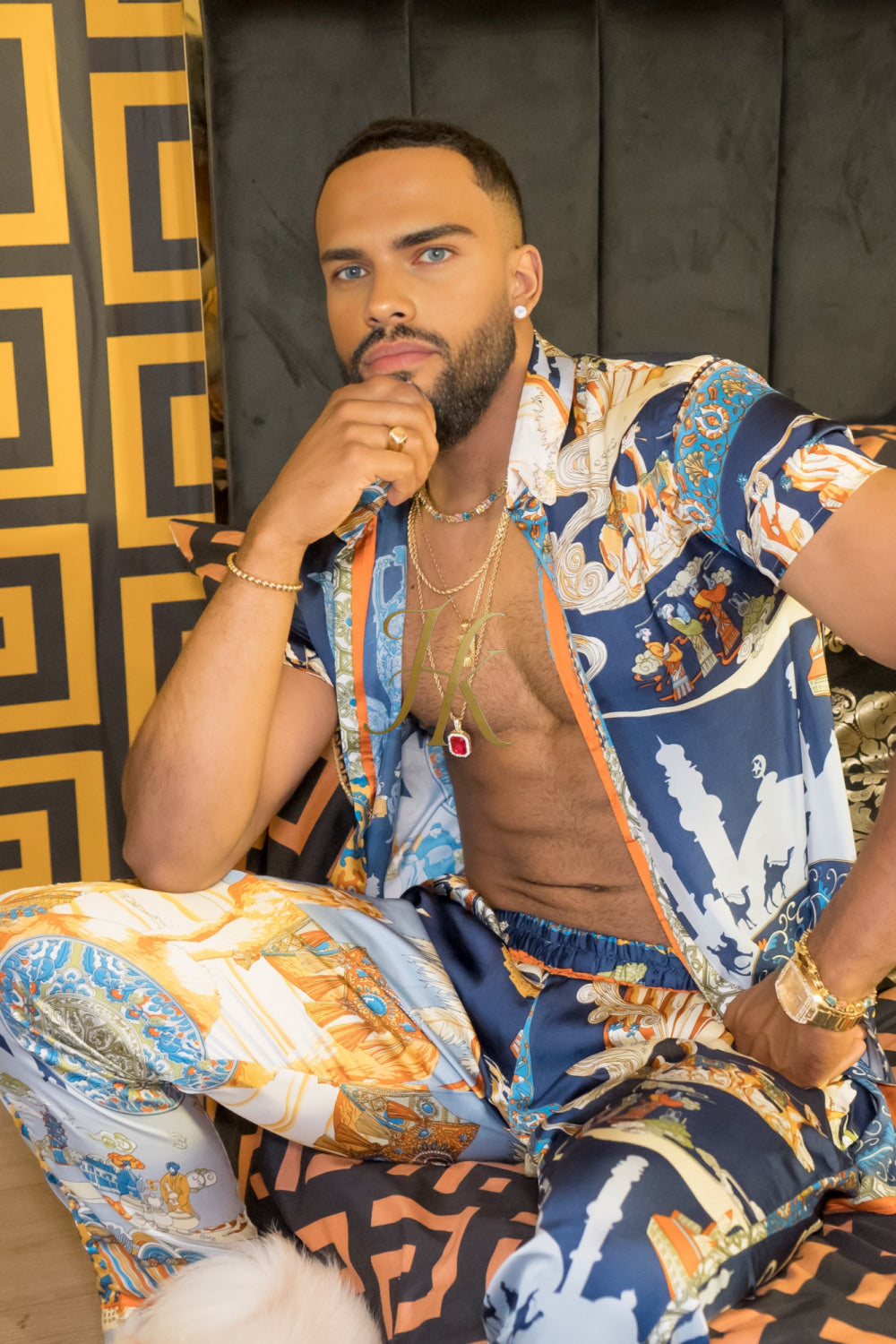 Men's luxury Silk Shirt and Pant Set - kayibstrore