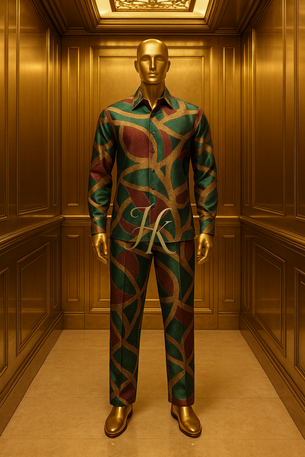 Men’s Luxury Jacquard Lace Set – High-Quality Tulle & Organza Embroidered Guipure Shirt and Pants
