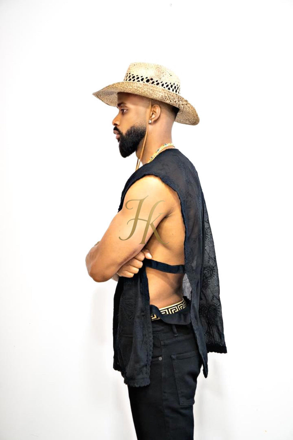 Handmade men's sleeveless tank top, Earthy Top Shirt, Tribal Jungle Natural Savage Neck Festival Rave hippie top Nomadic Primiti - kayibstrore