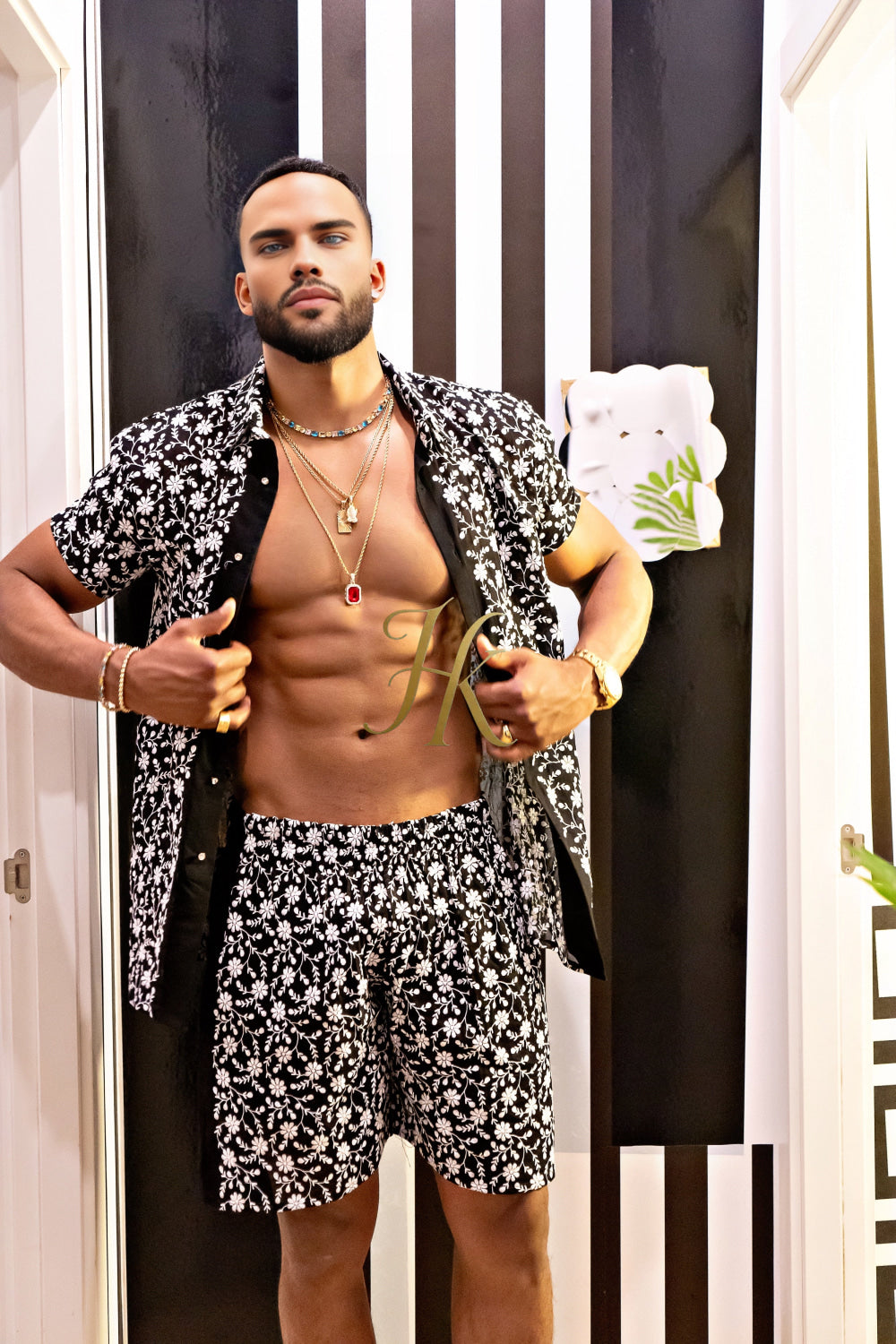 Fashion Spring/Summer Men's Lace Two-Piece Clothing - kayibstrore