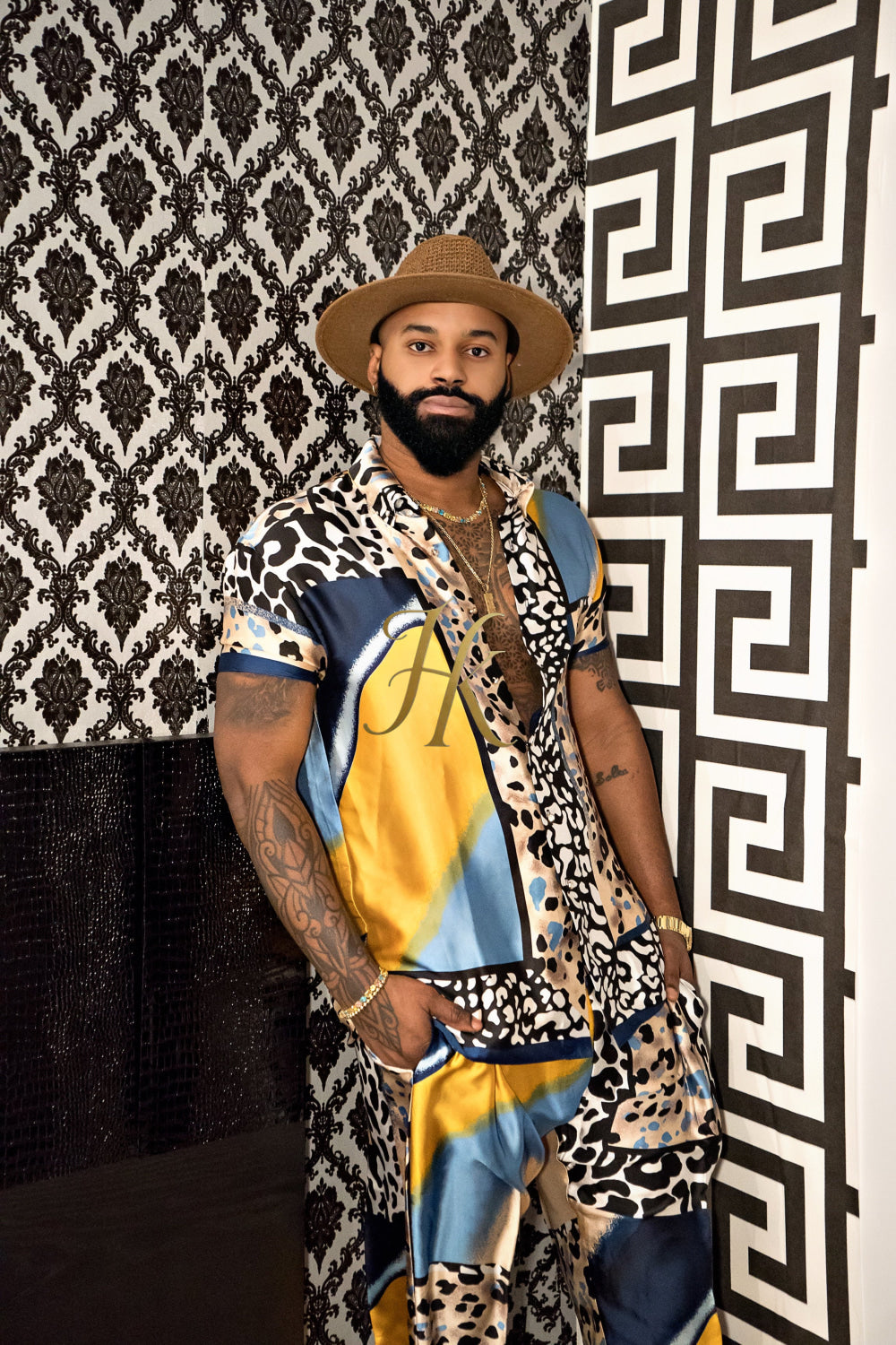 Stand Out with Men's Luxury Silk Rave Wear Set - kayibstrore