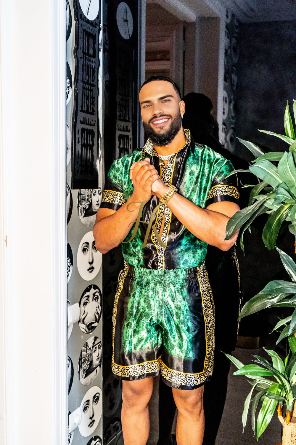 Luxury Boho Silk Shirt Set for Men - Festival Outfit, Handmade Men's Fashion - kayibstrore