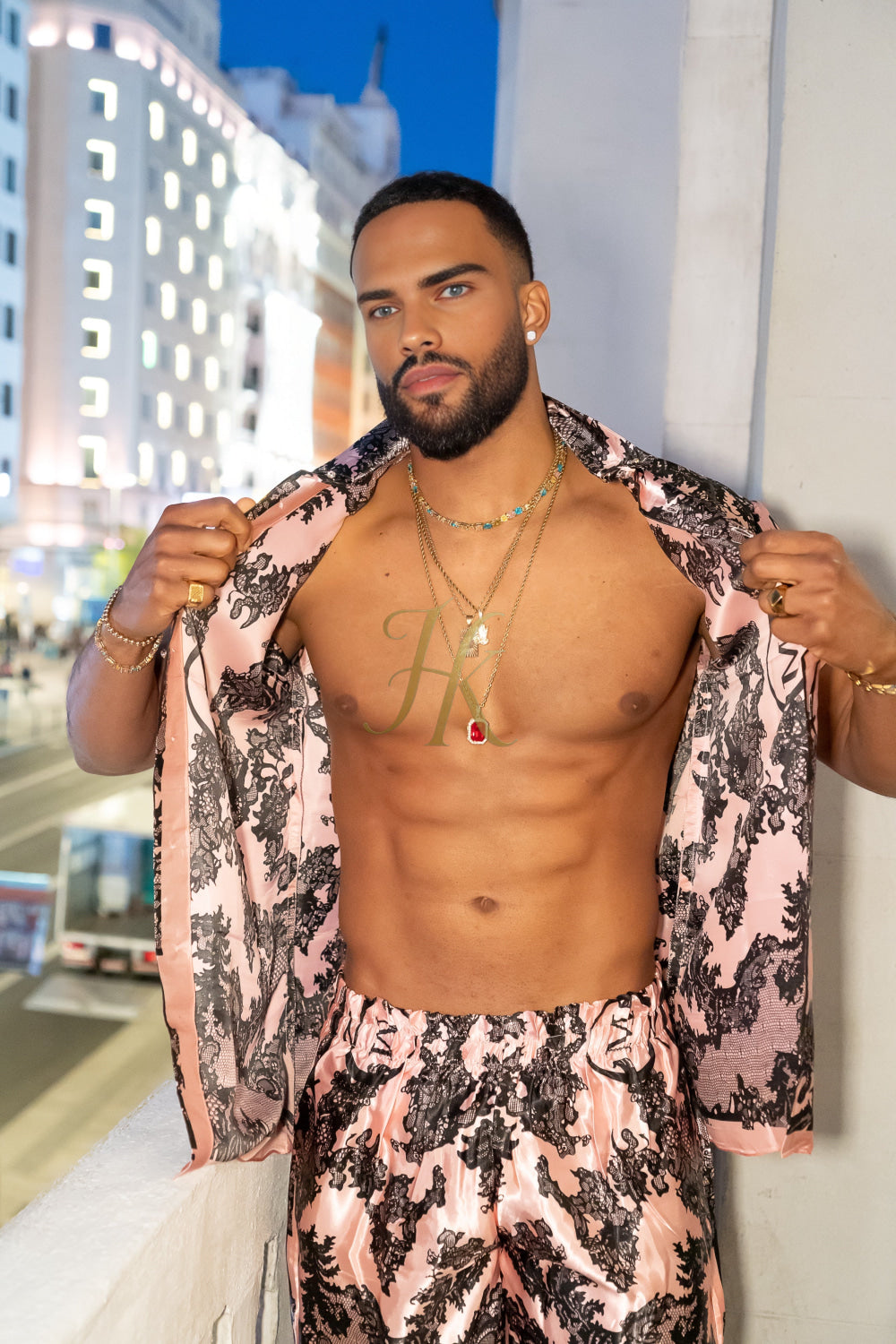 Luxury Boho Silk Shirt Set - Festival Outfit, Handmade Men's style - kayibstrore