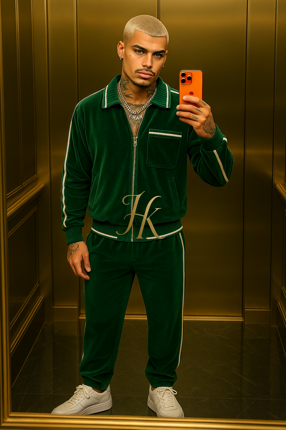 Men’s Luxury Tracksuit Set – CasinoBlank Paris Inspired Fleece Jacket & Track Pants