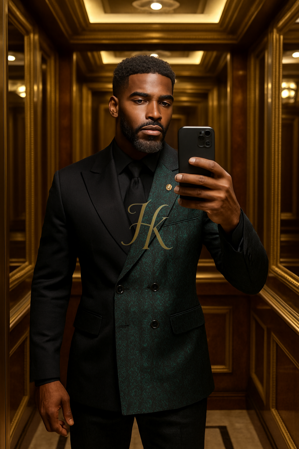 Elegant Jacquard Men’s Suit – 2 Piece Double-Breasted Slim Fit Tuxedo for Wedding & Formal Events