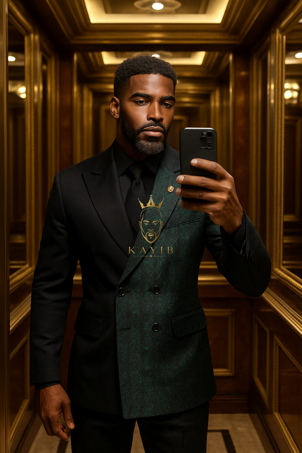 Elegant Jacquard Men’s Suit – 2 Piece Double-Breasted Slim Fit Tuxedo for Wedding & Formal Events