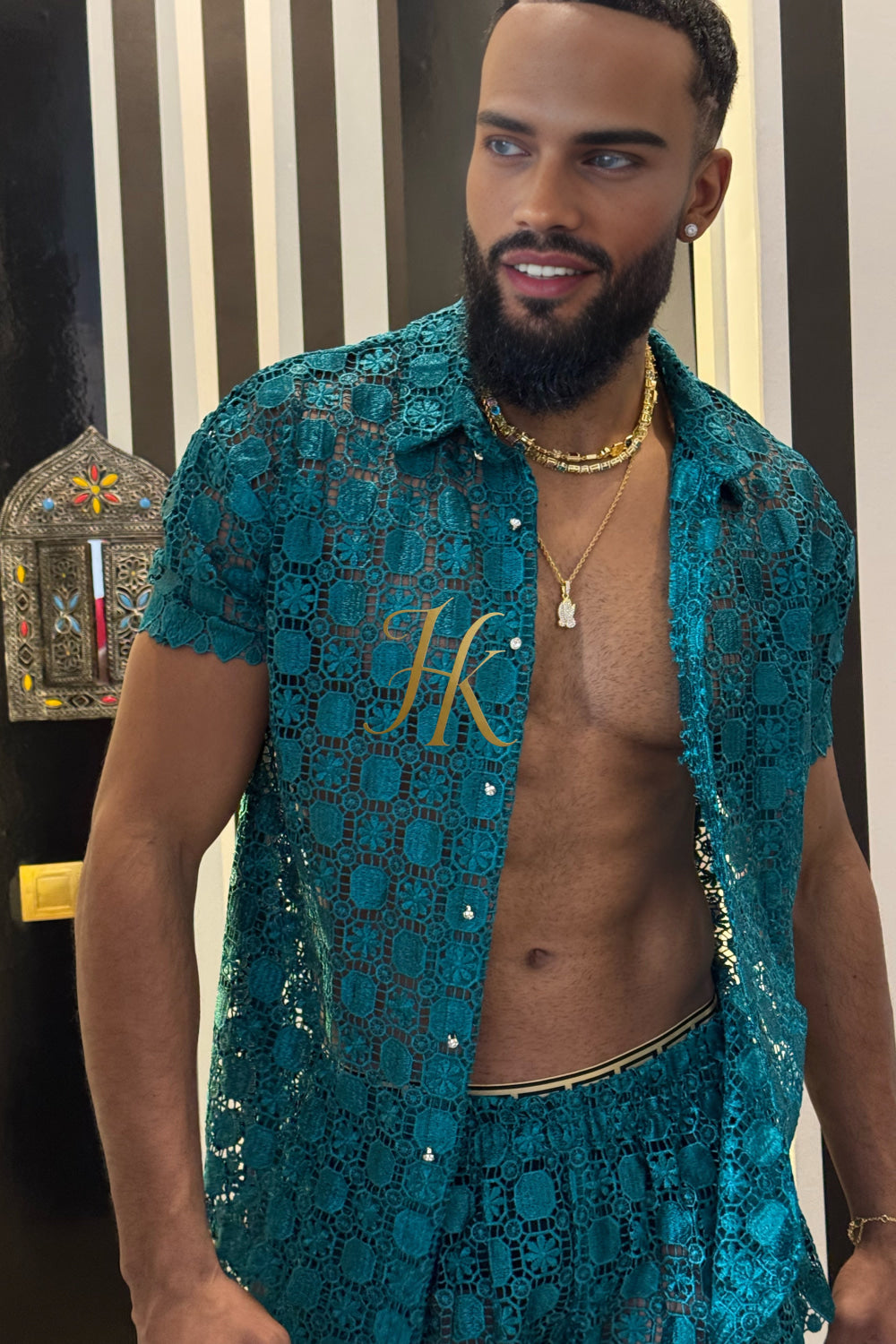 🌟 Celestia Pearl Lace Shirt – Where Art Meets Elegance - kayibstrore