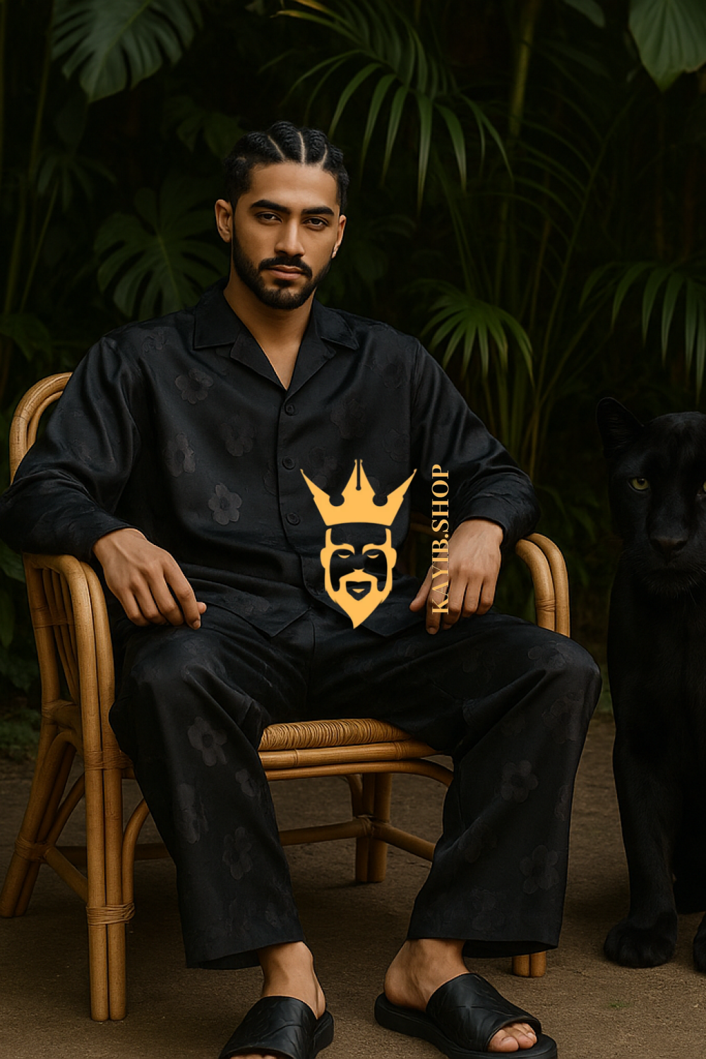 Men’s Jacquard Plaid Set – Luxury Textured Shirt & Pants Designer Outfit