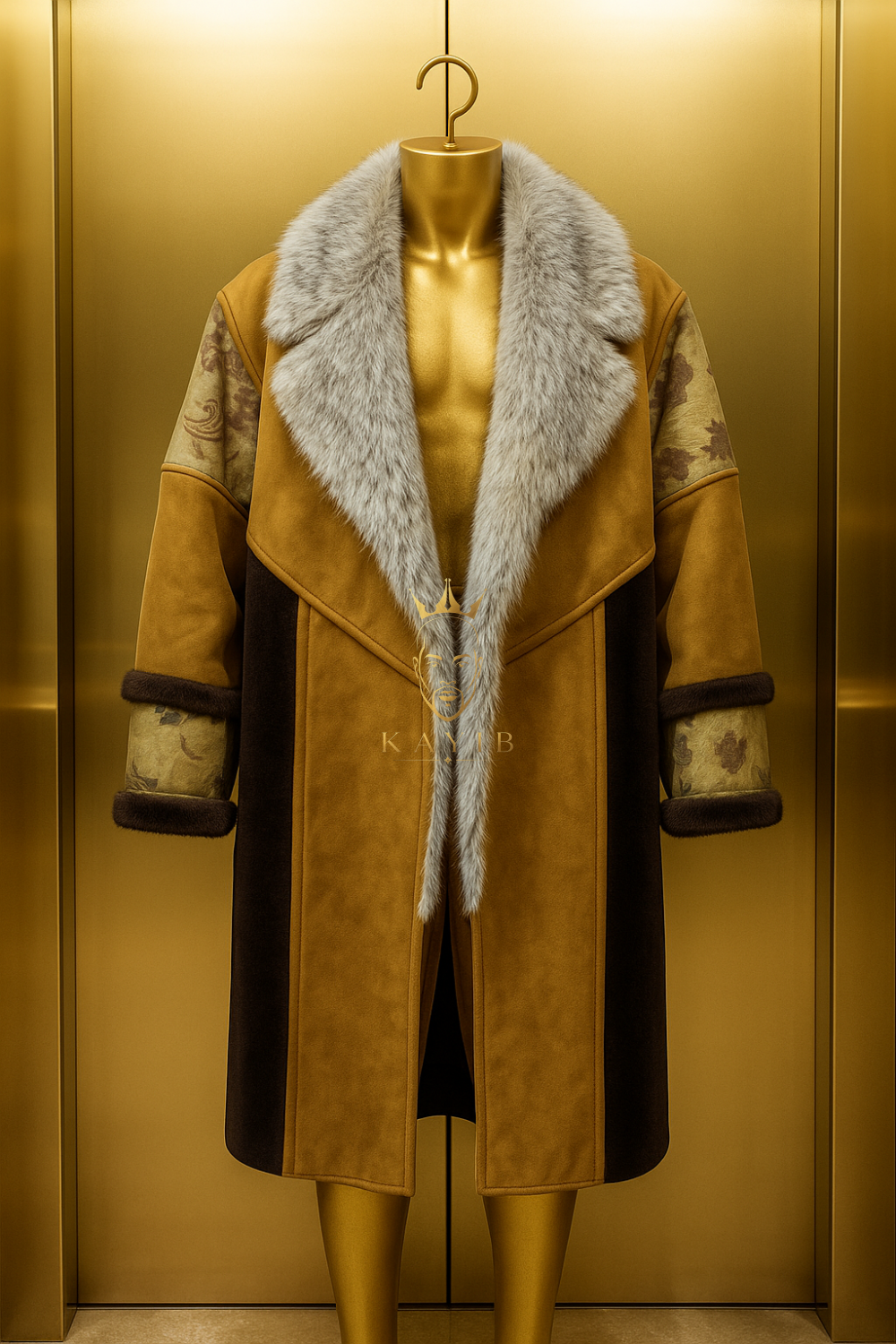 Men’s Luxury Faux Fox Fur Coat – Thick Warm European Winter Jacket with Fur Collar