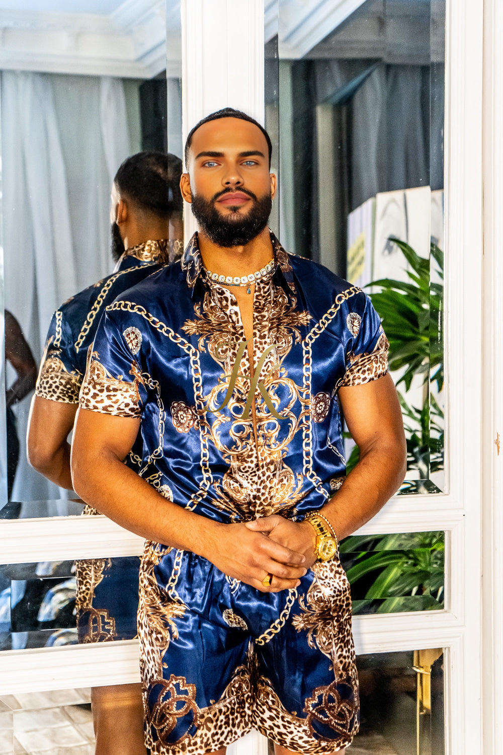 Luxury Boho Silk Shirt Set - Festival Outfit, Boho Handmade Men's Fashion - kayibstrore