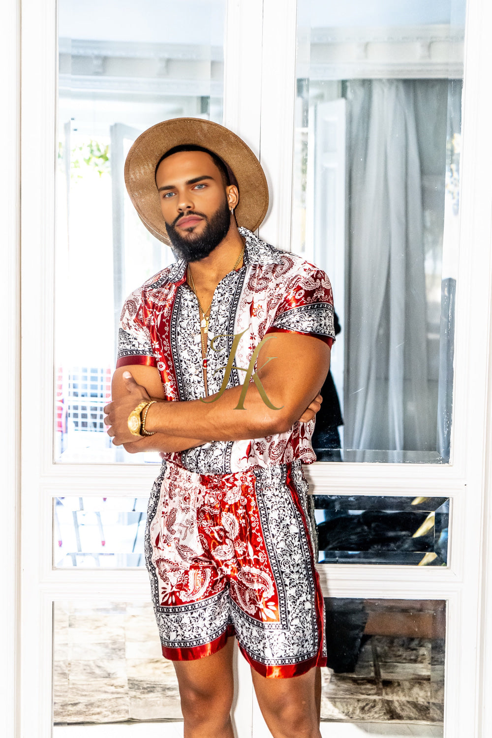 Luxury Boho Silk Shirt Set - Festival Outfit, Handmade Men's Fashion - kayibstrore