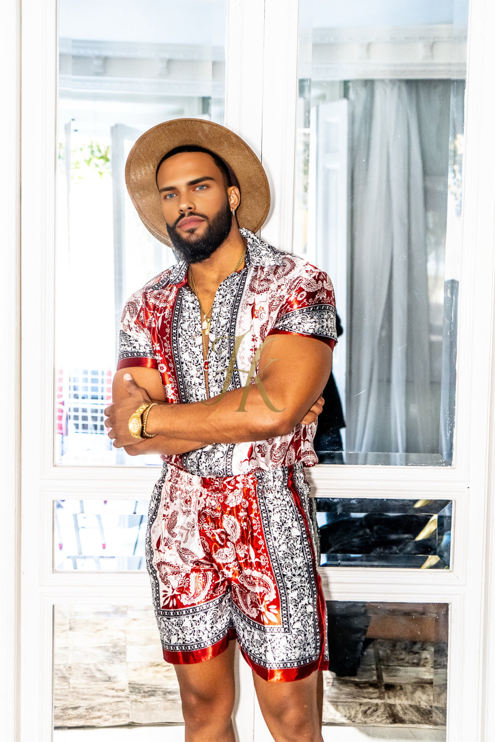 Luxury Boho Silk Shirt Set - Festival Outfit, Handmade Men's Fashion - kayibstrore