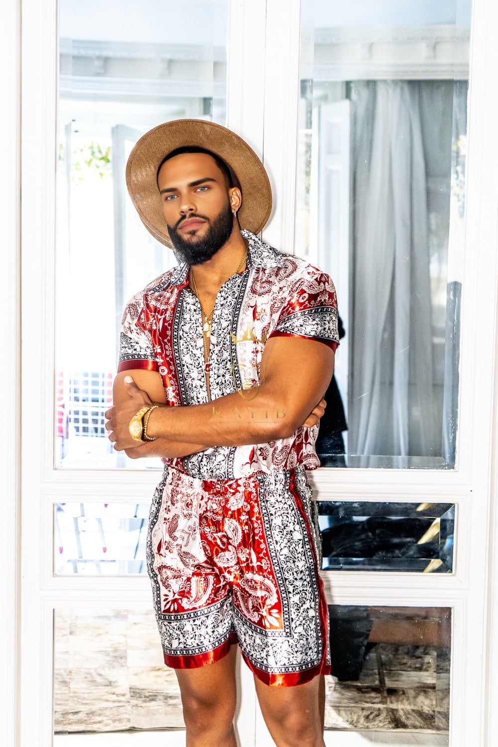 Luxury Boho Silk Shirt Set - Festival Outfit, Handmade Men's Fashion - kayibstrore