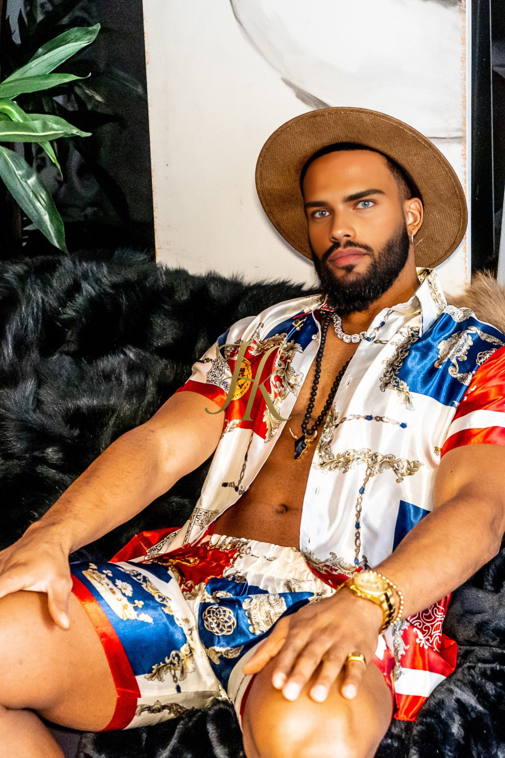 Luxurious Barocco Print Set - The Ultimate Summer Silk Outfit for Men - kayibstrore