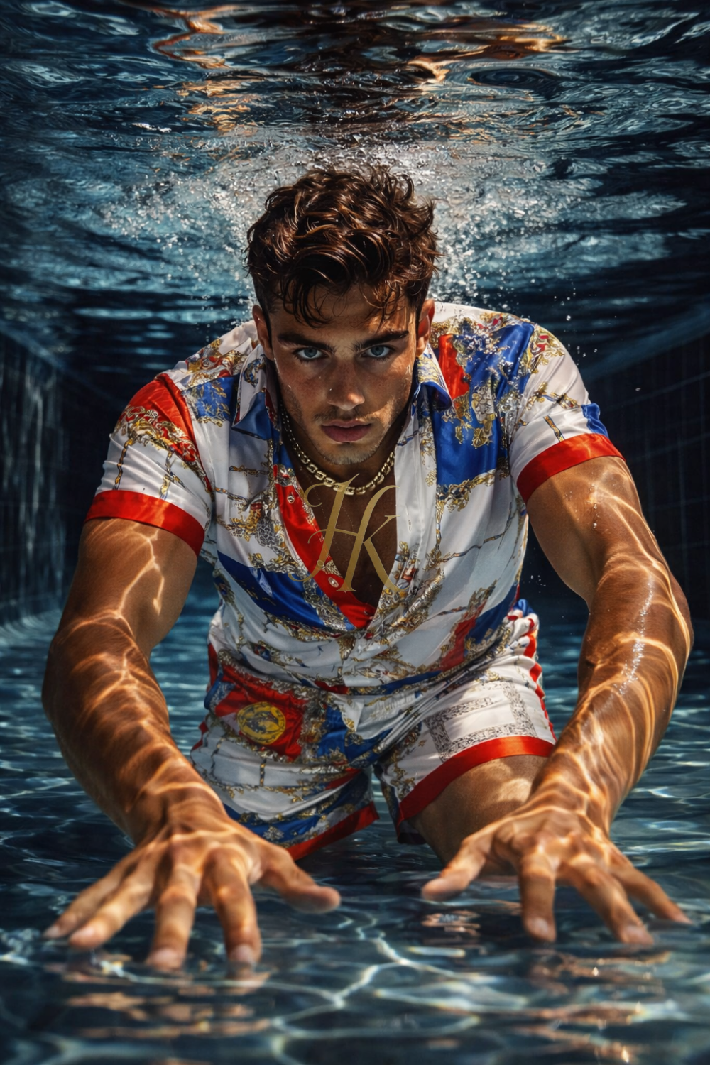 Conjunto de seda de verano para hombre de moda de lujo 2 piezas