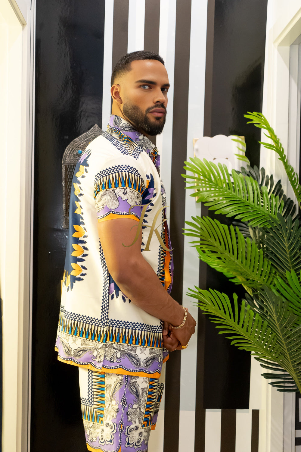 Luxury Boho Silk Shirt Set - Festival Outfit, Boho Summer Handmade Men's Fashion - kayibstrore