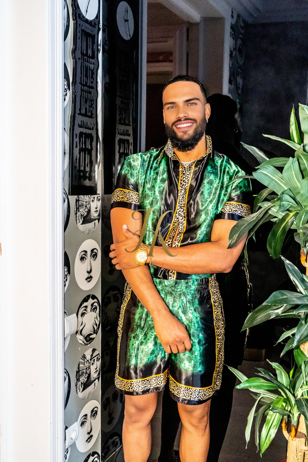 Luxury Boho Silk Shirt Set for Men - Festival Outfit, Handmade Men's Fashion - kayibstrore