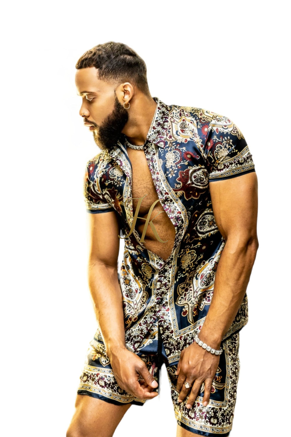 Men's Luxury silk shirt and shorts set 2 pcs - kayibstrore