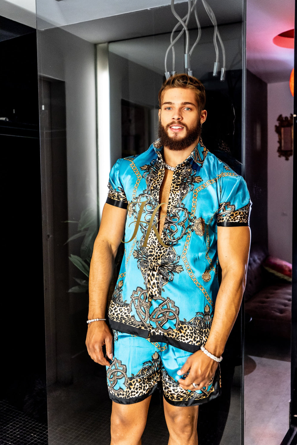 Luxurious Barocco Print Set - The Ultimate Summer Silk Outfit for Men - Tailored Fit and Personalized Measurements Included - kayibstrore