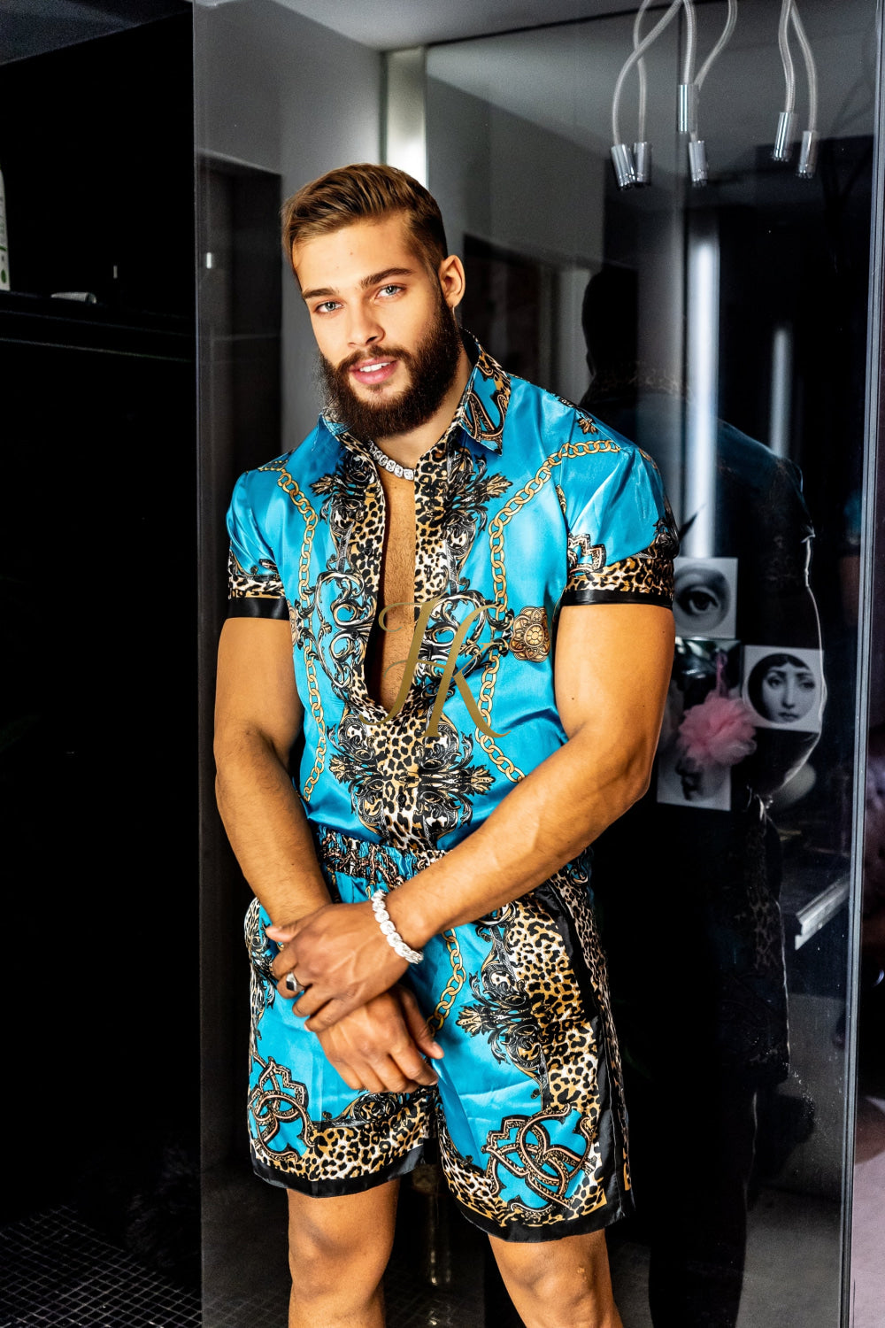 Luxurious Barocco Print Set - The Ultimate Summer Silk Outfit for Men - Tailored Fit and Personalized Measurements Included - kayibstrore