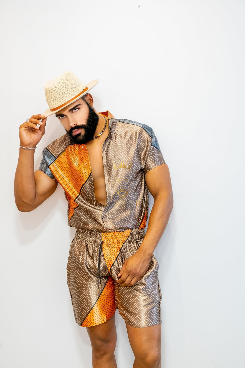 Men's apparel : Silk shirt Set - Elevate Your Style with Le Barroco Print - Perfect for Couples and Special Occasions - kayibstrore