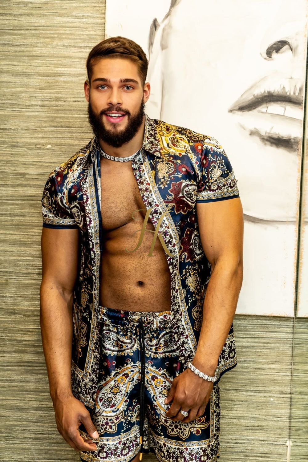 Handmade silk outfits set 2pcs - Anniversary, Christmas, and Festival Gift - Men's Silk Shirt - Rave Outfit - Hippie Clothes - Gift for Him and Her - kayibstrore