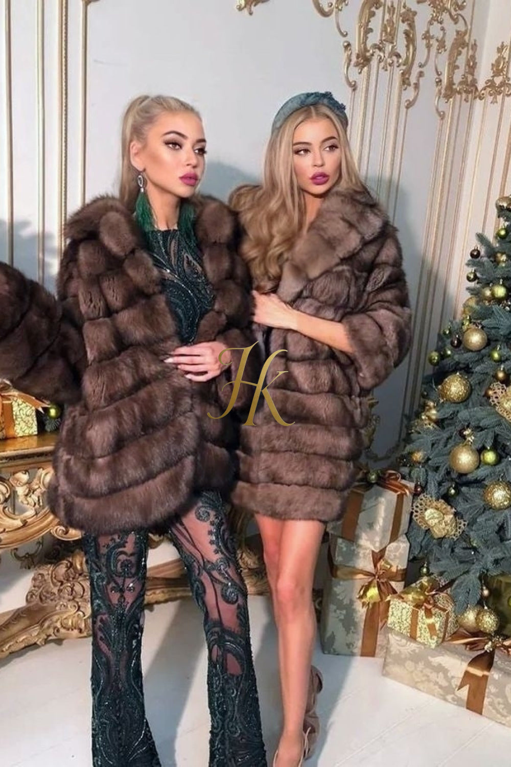 Luxury Tiger-Striped Raccoon Fur Short Coat - Stay Stylish and Warm with Oversized Sleeves - kayibstrore