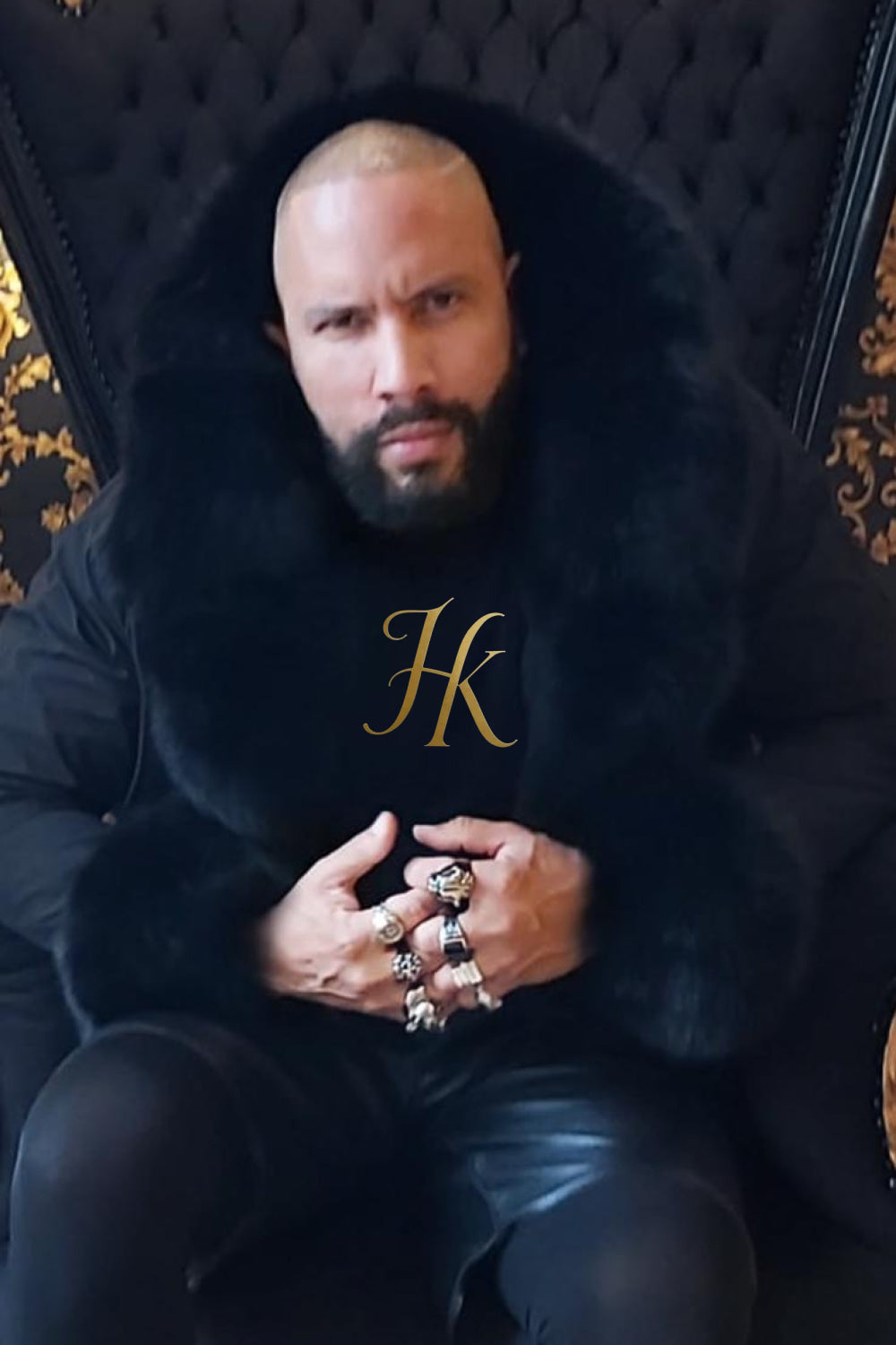 Mens Black Fox Fur Coat 4-In-1 Waterproof