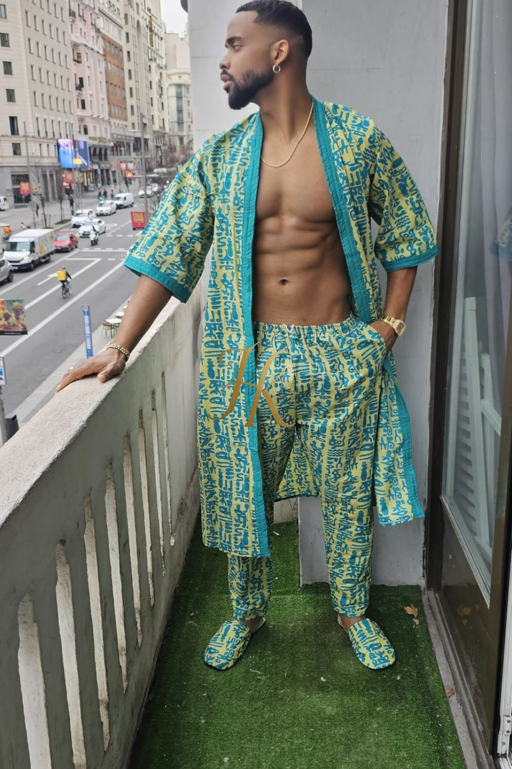 Handmade Wax Kimono Boho hippie Set for Couples | African Ankara Pajama & Robe | Valentine's Gift - kayibstrore