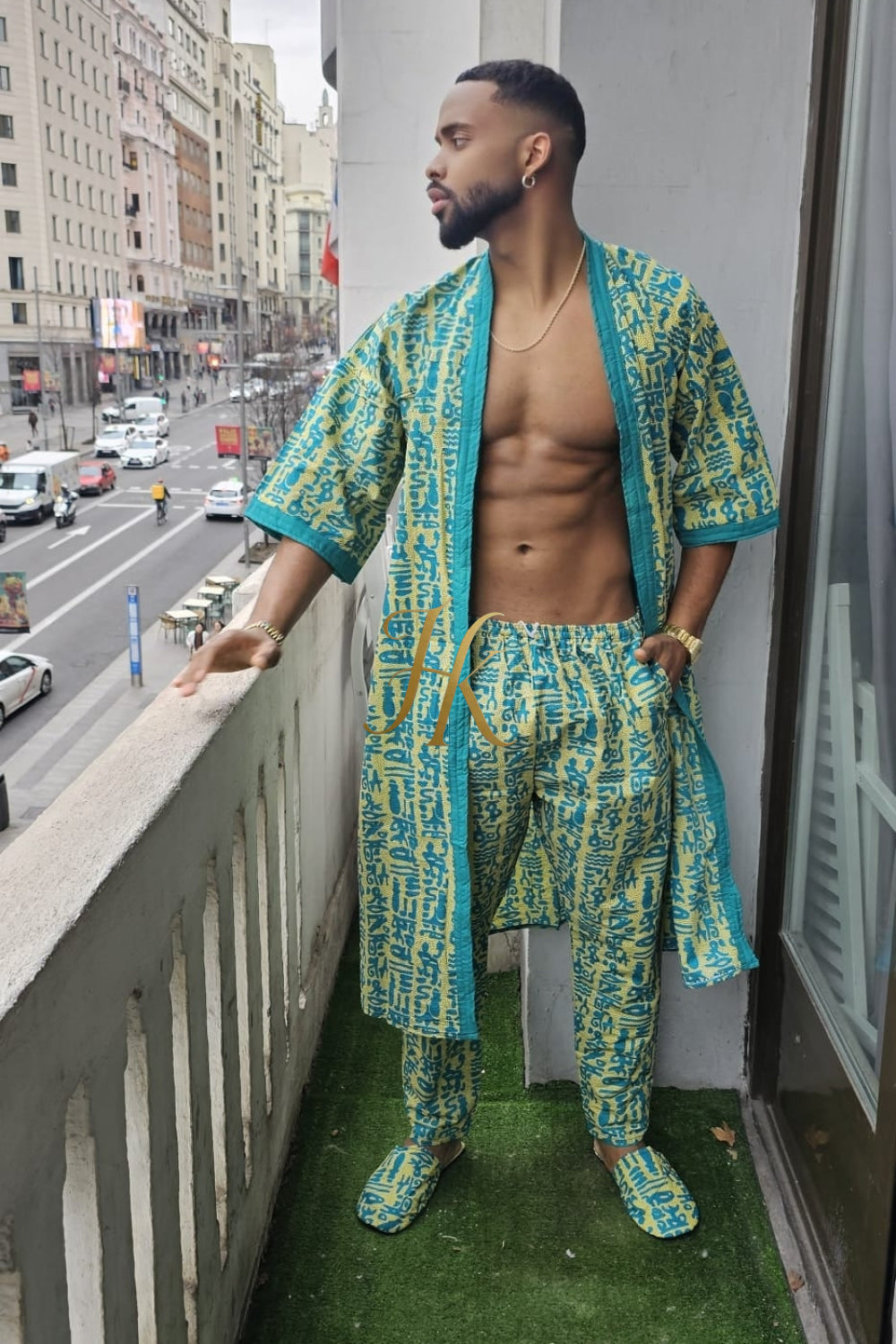 Handmade Wax Kimono Boho hippie Set for Couples | African Ankara Pajama & Robe | Valentine's Gift - kayibstrore