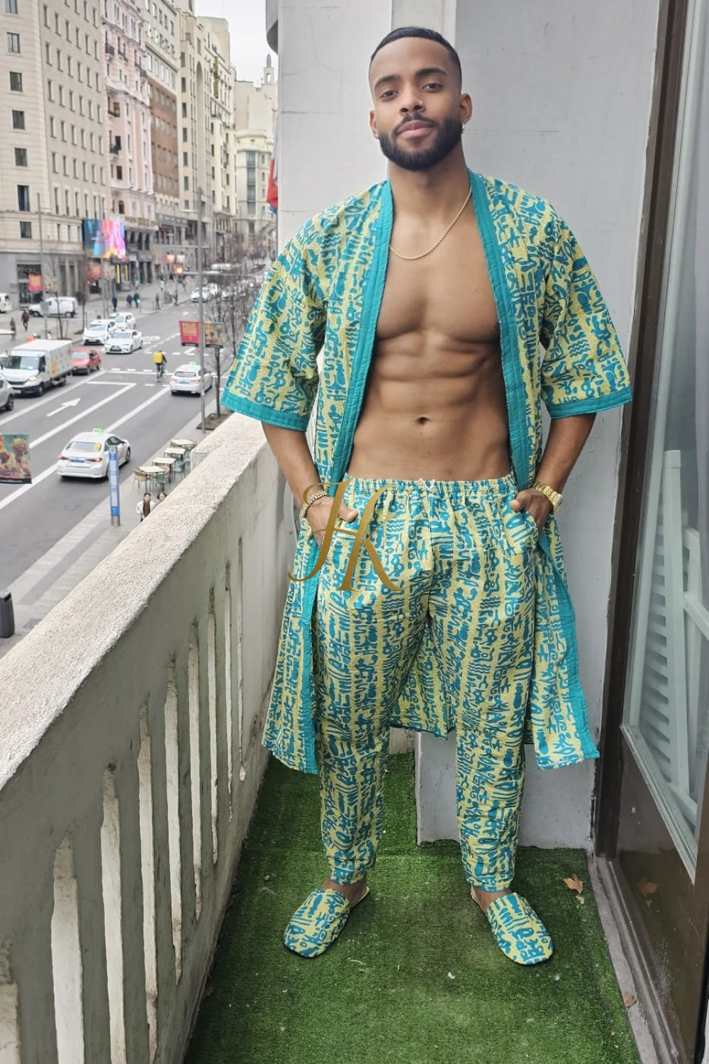 Handmade Wax Kimono Boho hippie Set for Couples | African Ankara Pajama & Robe | Valentine's Gift - kayibstrore