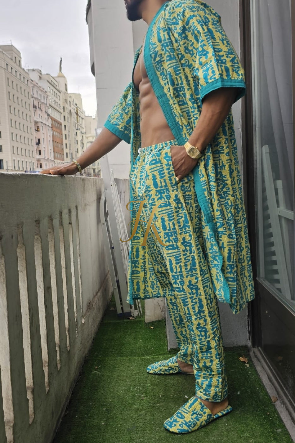 Handmade Wax Kimono Boho hippie Set for Couples | African Ankara Pajama & Robe | Valentine's Gift - kayibstrore
