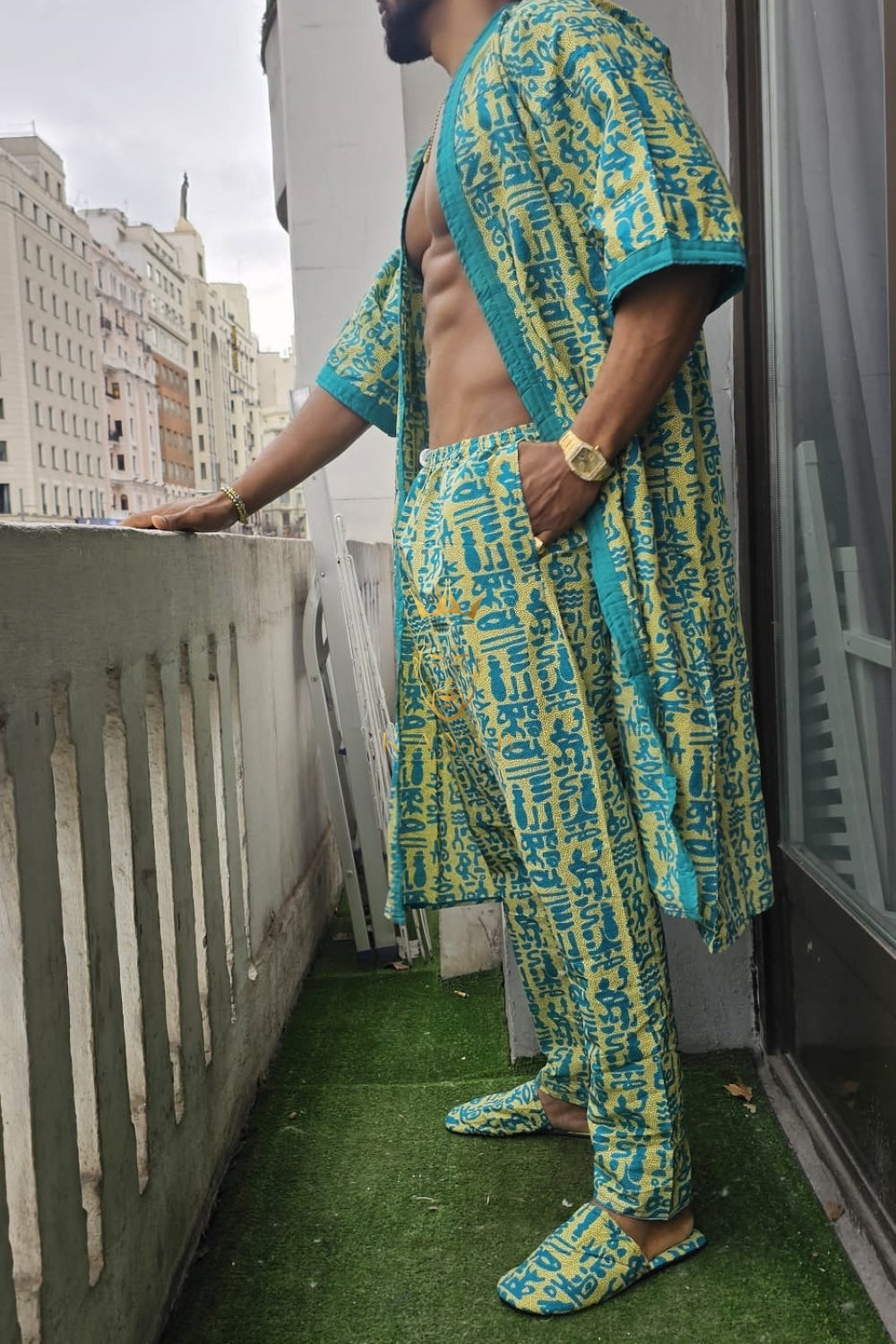 Handmade Wax Kimono Boho hippie Set for Couples | African Ankara Pajama & Robe | Valentine's Gift - kayibstrore