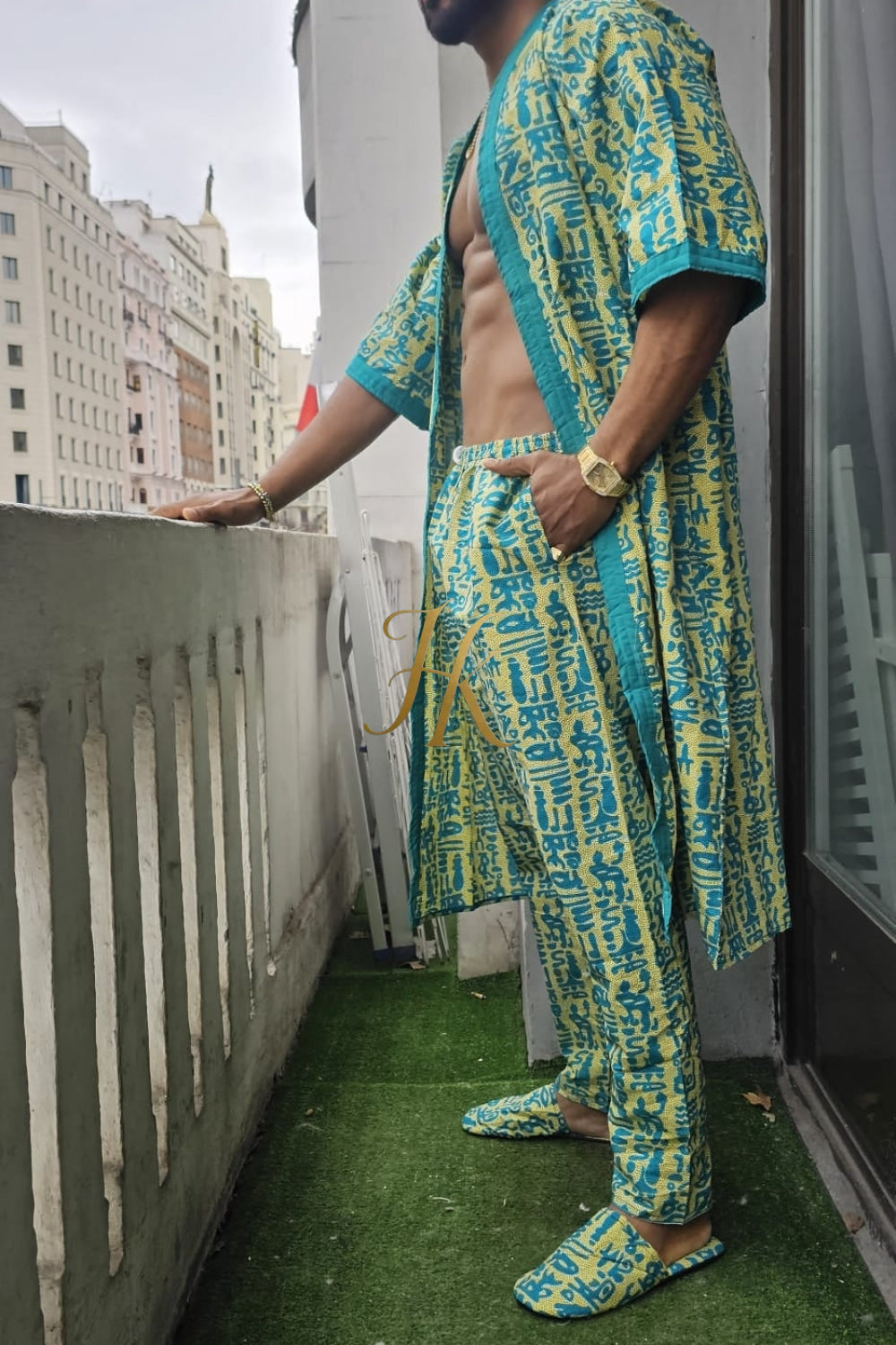 Handmade Wax Kimono Boho hippie Set for Couples | African Ankara Pajama & Robe | Valentine's Gift - kayibstrore