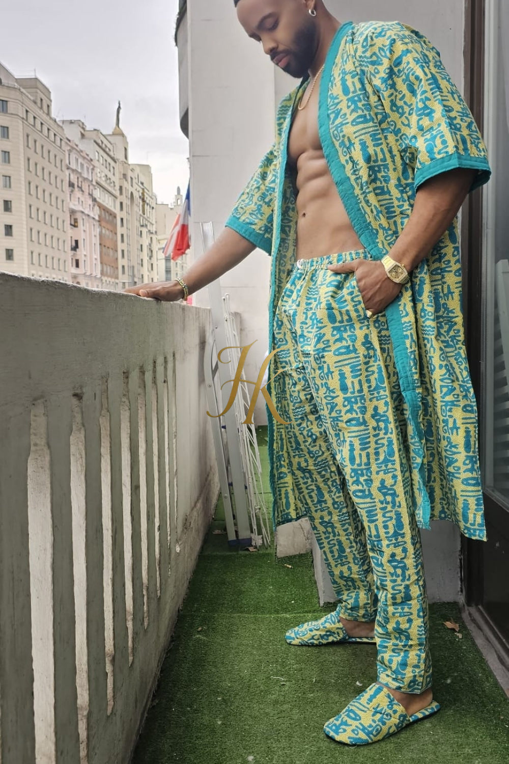 Handmade Wax Kimono Boho hippie Set for Couples | African Ankara Pajama & Robe | Valentine's Gift - kayibstrore