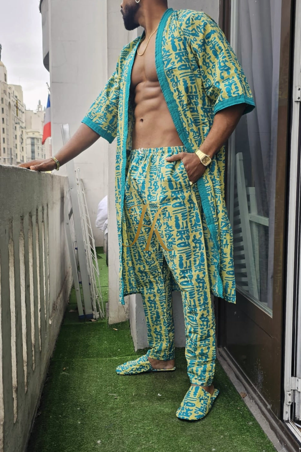 Handmade Wax Kimono Boho hippie Set for Couples | African Ankara Pajama & Robe | Valentine's Gift - kayibstrore