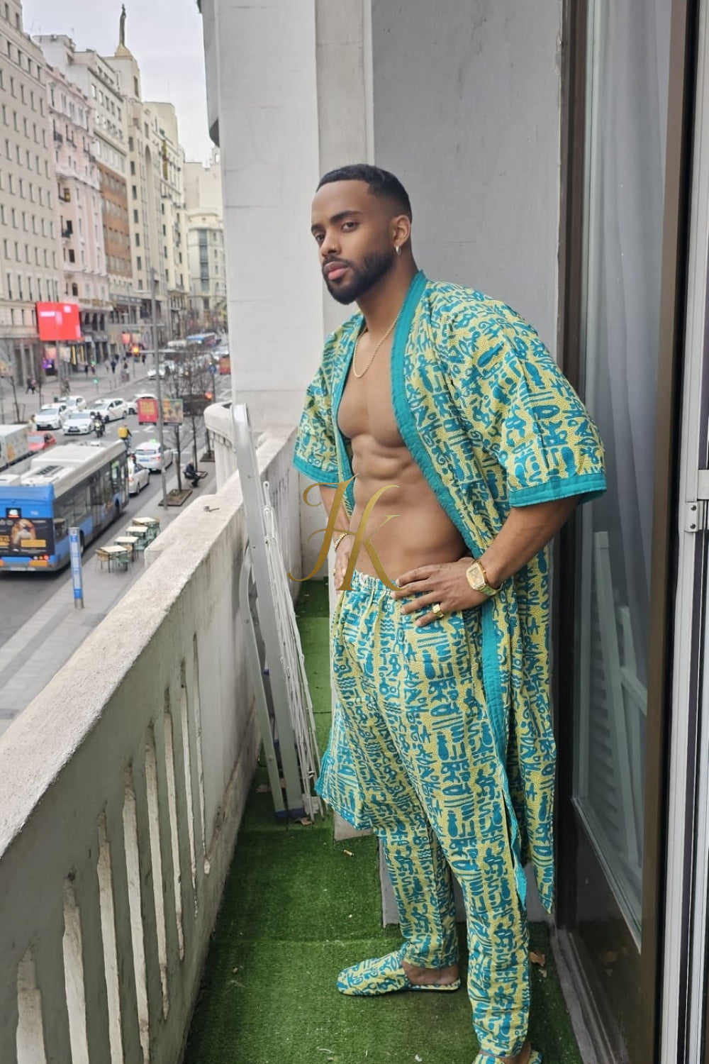 Handmade Wax Kimono Boho hippie Set for Couples | African Ankara Pajama & Robe | Valentine's Gift - kayibstrore