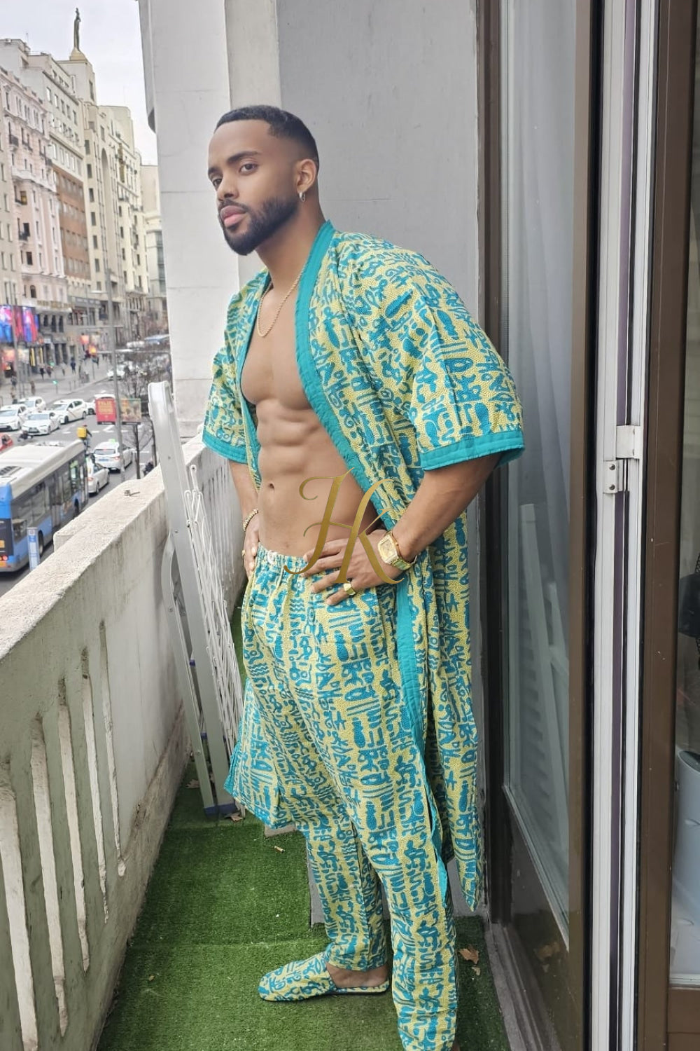 Handmade Wax Kimono Boho hippie Set for Couples | African Ankara Pajama & Robe | Valentine's Gift - kayibstrore