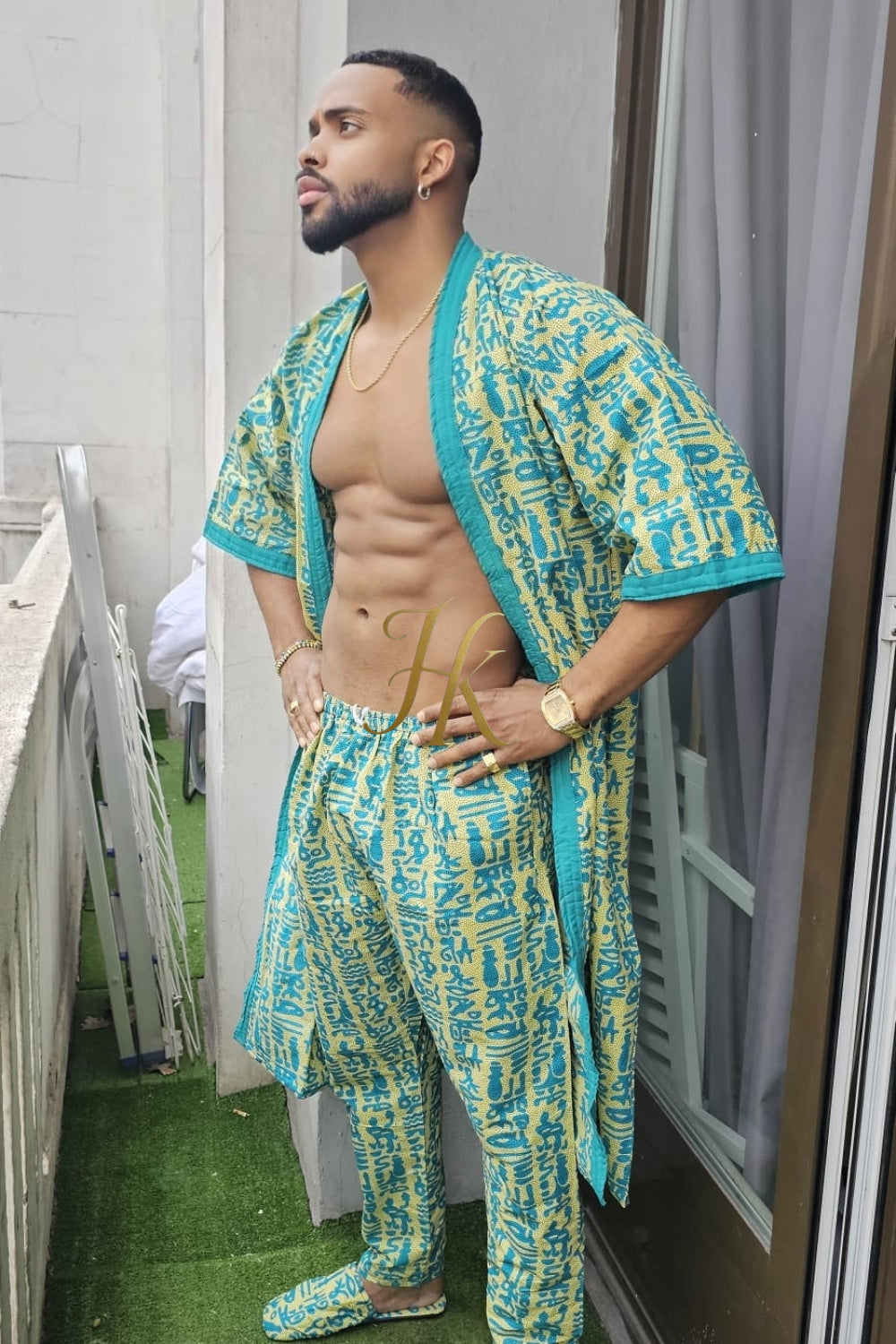 Handmade Wax Kimono Boho hippie Set for Couples | African Ankara Pajama & Robe | Valentine's Gift - kayibstrore