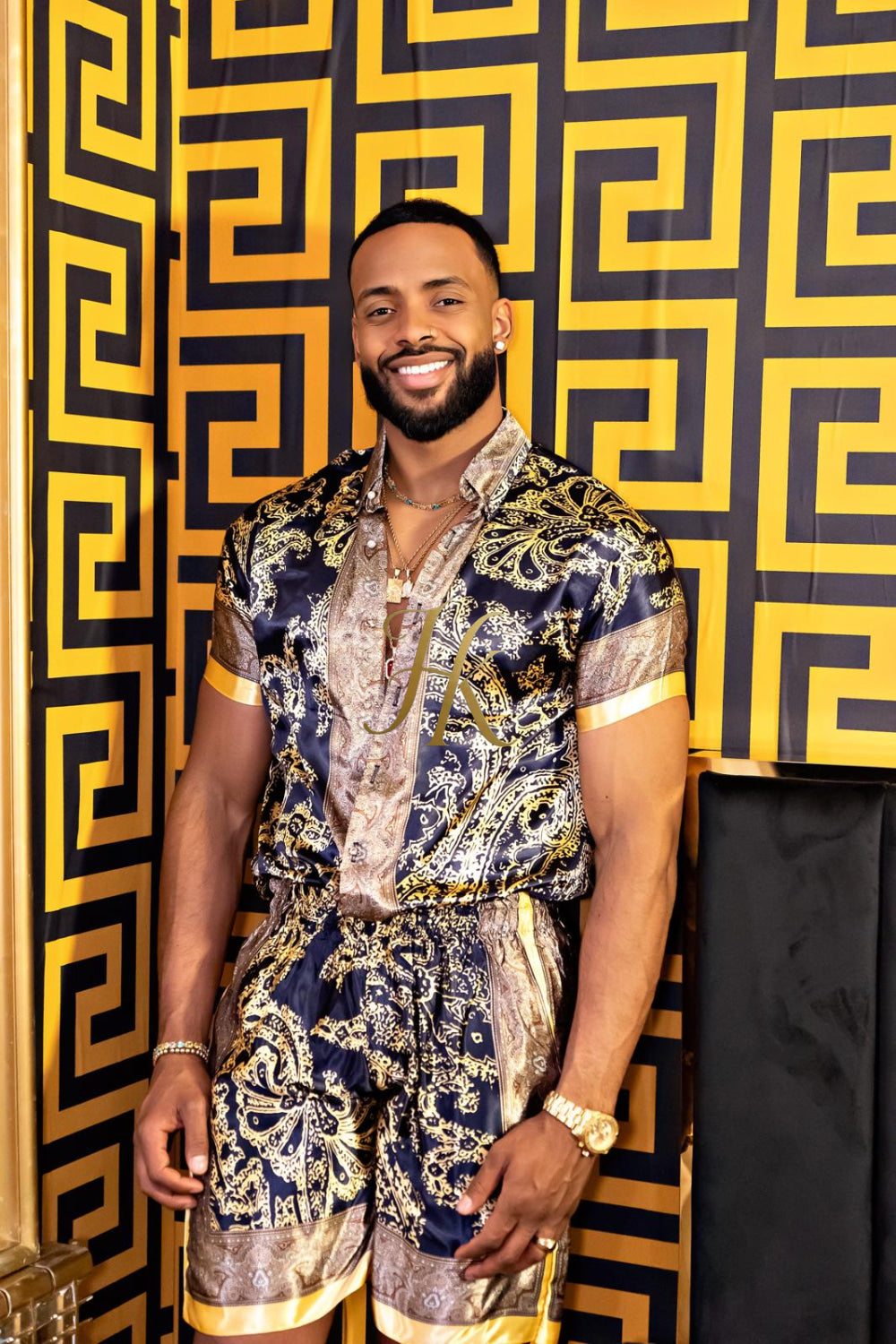 Luxurious Barocco Print Set - The Ultimate Summer Silk Outfit for Men - kayibstrore