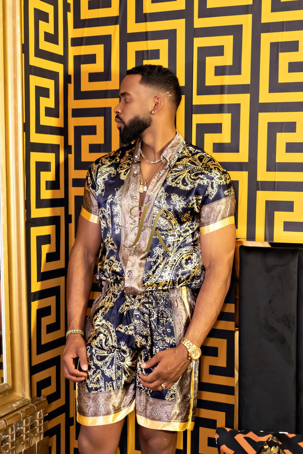 Luxurious Barocco Print Set - The Ultimate Summer Silk Outfit for Men - kayibstrore