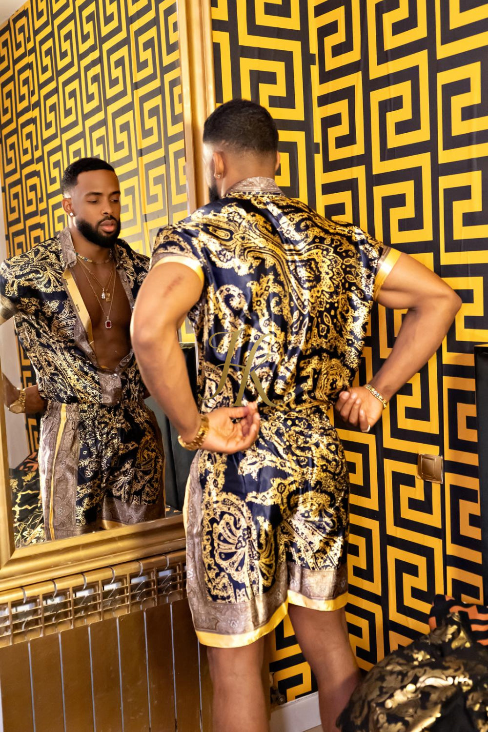 Luxurious Barocco Print Set - The Ultimate Summer Silk Outfit for Men - kayibstrore