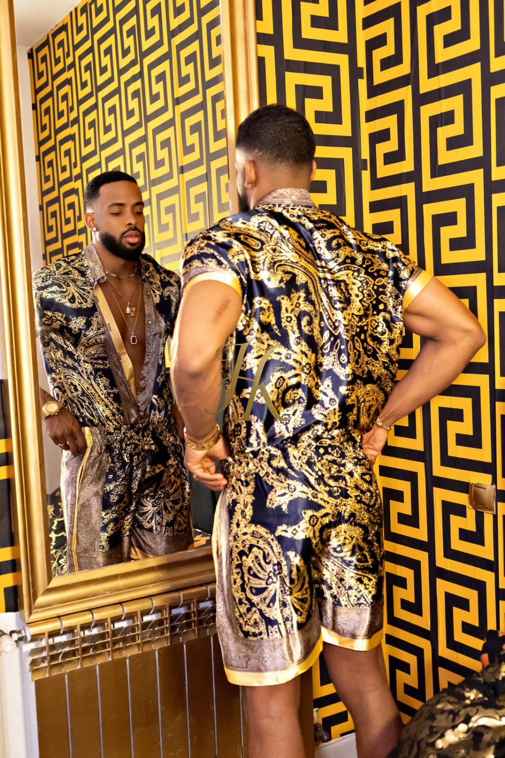 Luxurious Barocco Print Set - The Ultimate Summer Silk Outfit for Men - kayibstrore