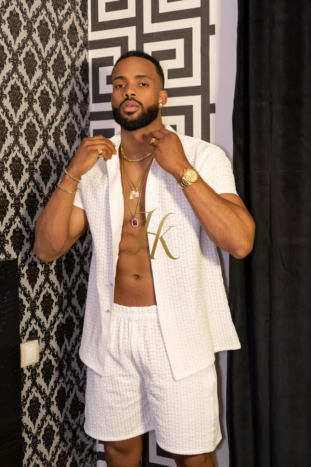 Fashion Spring/Summer Men's Lace Two-Piece Clothing - kayibstrore