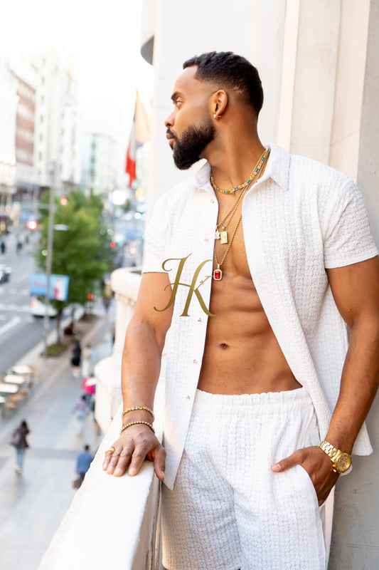 Fashion Spring/Summer Men's Lace Two-Piece Clothing - kayibstrore