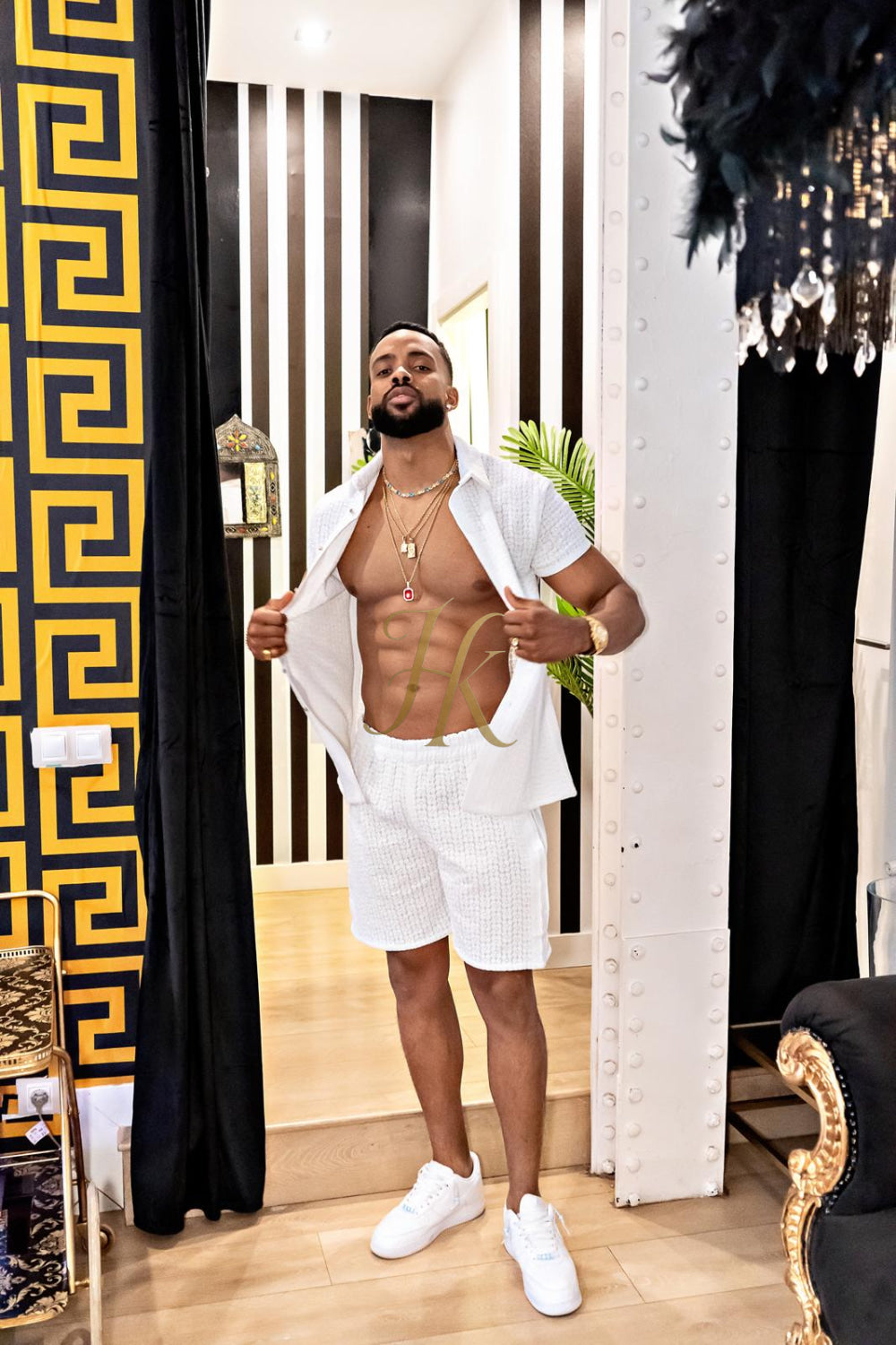 Fashion Spring/Summer Men's Lace Two-Piece Clothing - kayibstrore