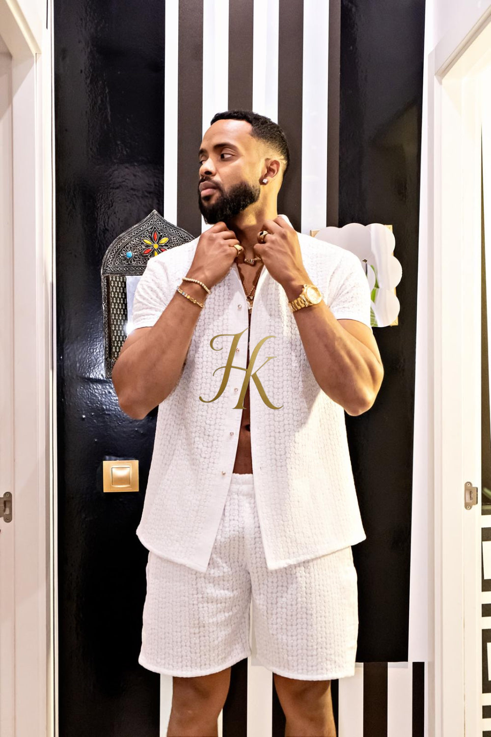 Fashion Spring/Summer Men's Lace Two-Piece Clothing - kayibstrore